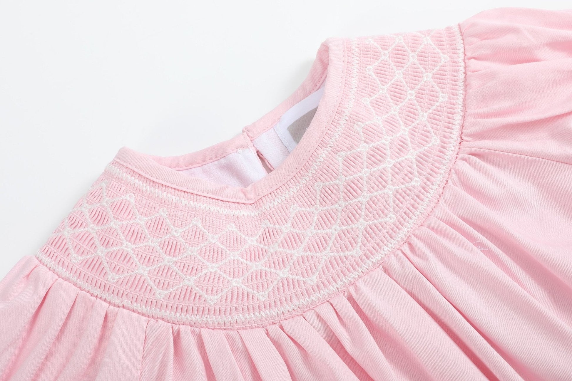 Pink & White Smocked Bubble Romper