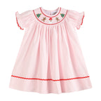 Pink Christmas Smocked Bishop Dress