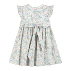 Pink Floral Print Smocked Flutter Dress