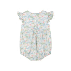 Pink Floral Print Smocked Flutter Romper