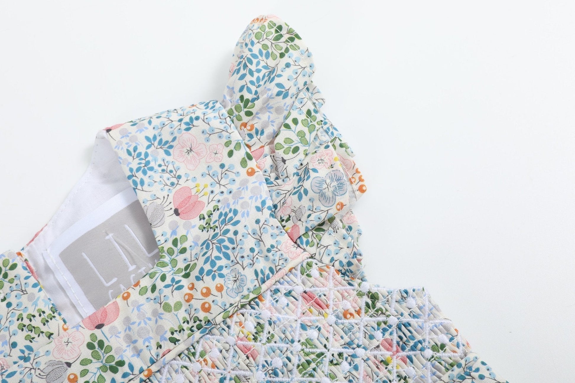 Pink Floral Print Smocked Flutter Romper