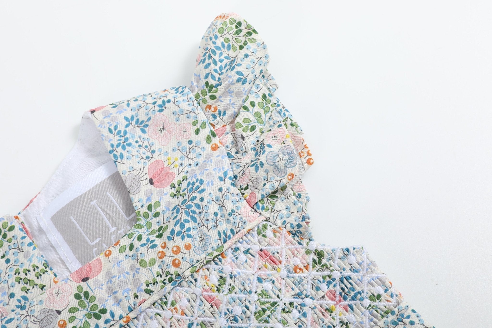 Pink Floral Print Smocked Flutter Romper