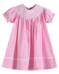 Pink Gingham Classic Smocked Bishop Dress