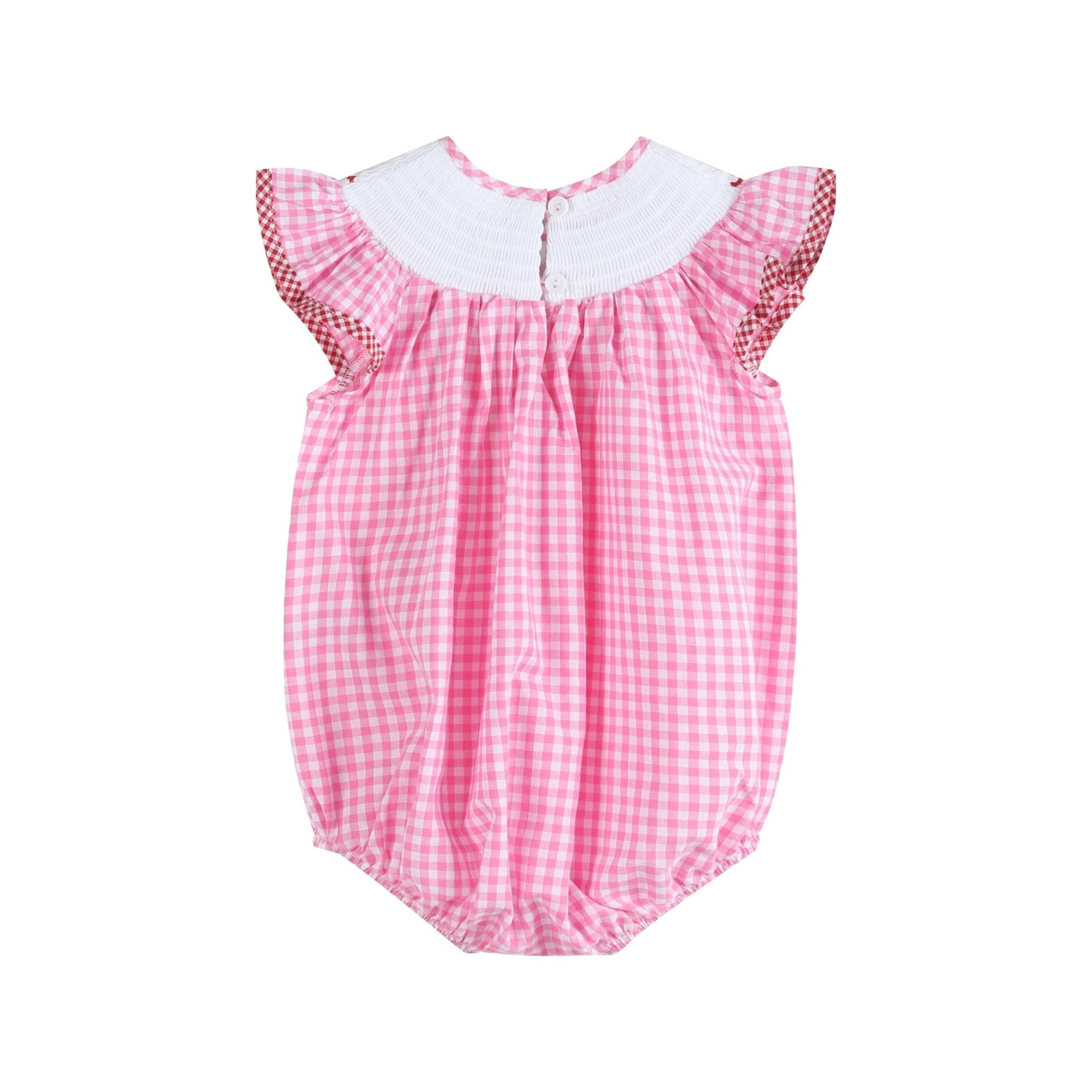 Pink Gingham Crawfish Smocked Flutter Romper