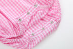 Pink Gingham Daisy and Hearts Smocked Romper
