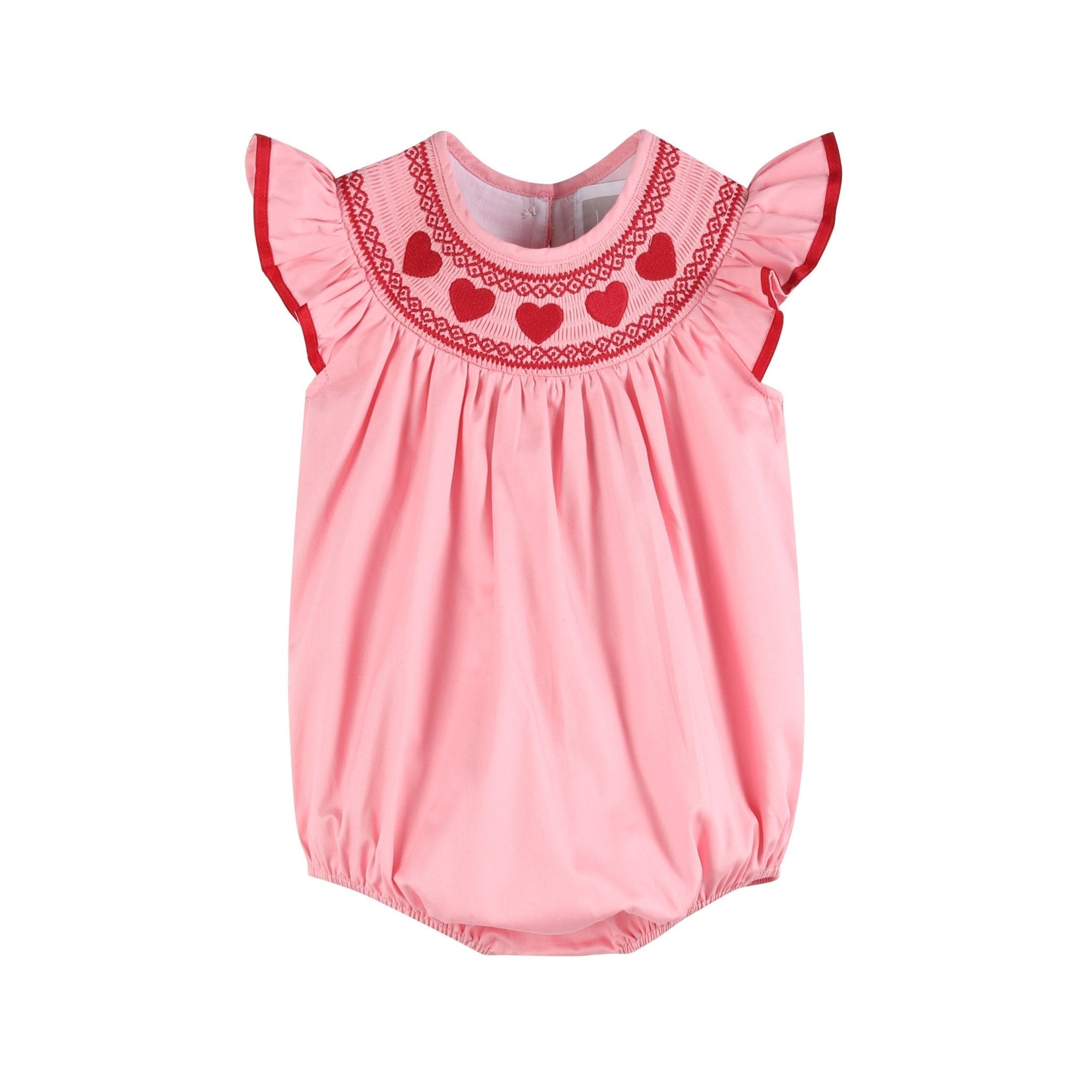 Pink Hearts Smocked Romper
