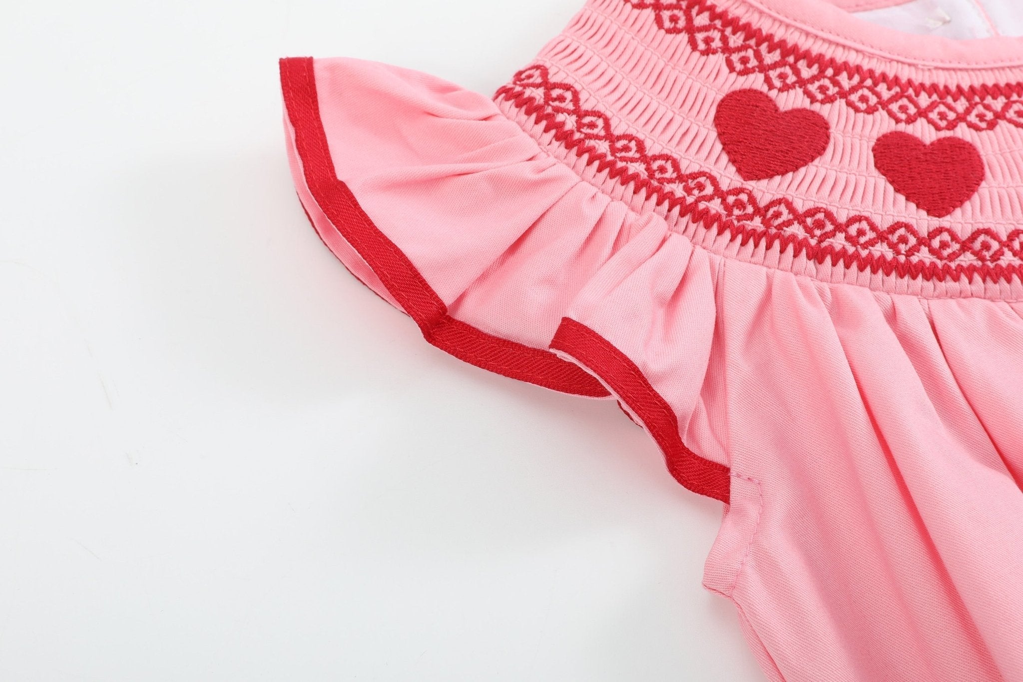 Pink Hearts Smocked Romper