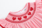 Pink Hearts Smocked Romper