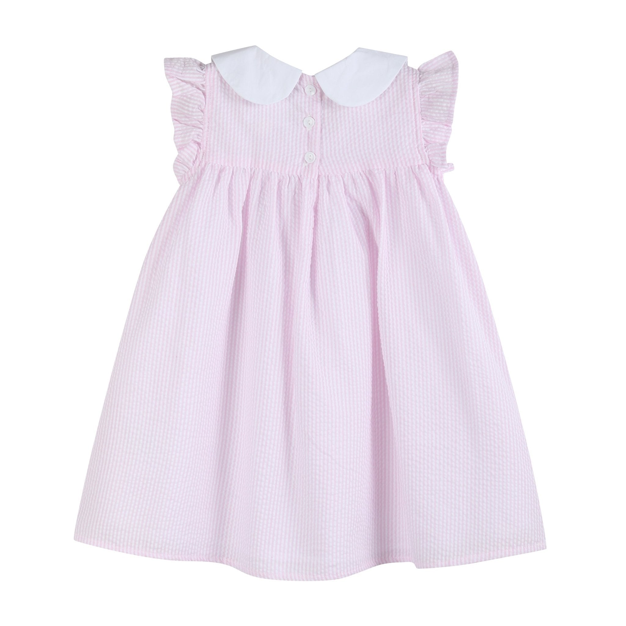Pink Seersucker Easter Bunny Ruffle Dress