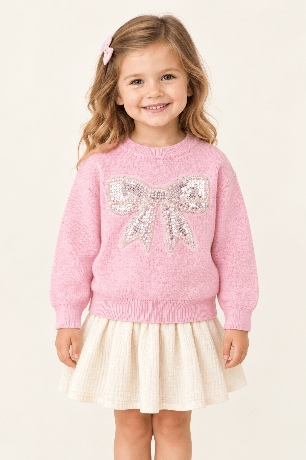 Pink Sparkly Bow Sweater