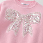 Pink Sparkly Bow Sweater