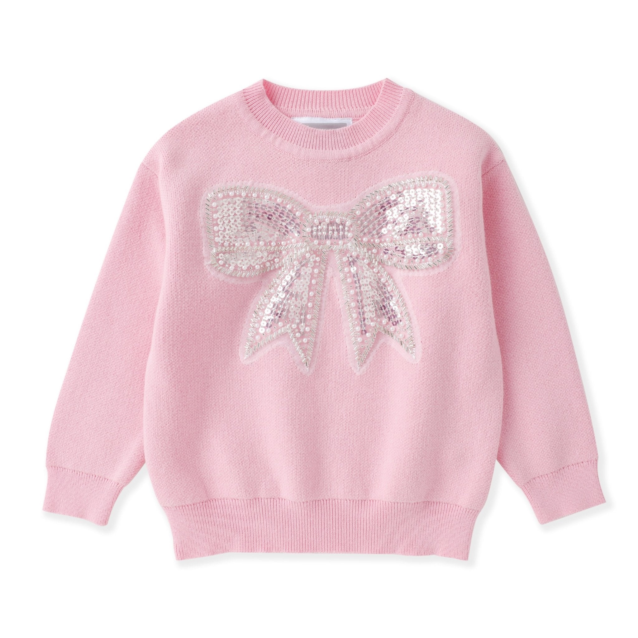 Pink Sparkly Bow Sweater