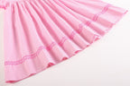 Pink Striped Flamingo Smocked Bishop Dress