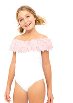 Pink Petal White Swimsuit