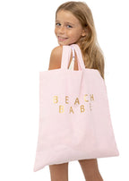 Girls "Beach Babe" Gold in Pink Beach Bag