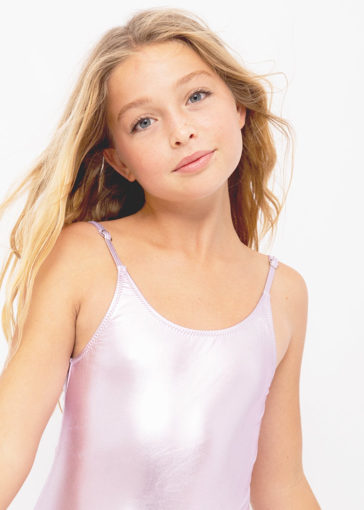 Metallic Pink Girls Swimsuit
