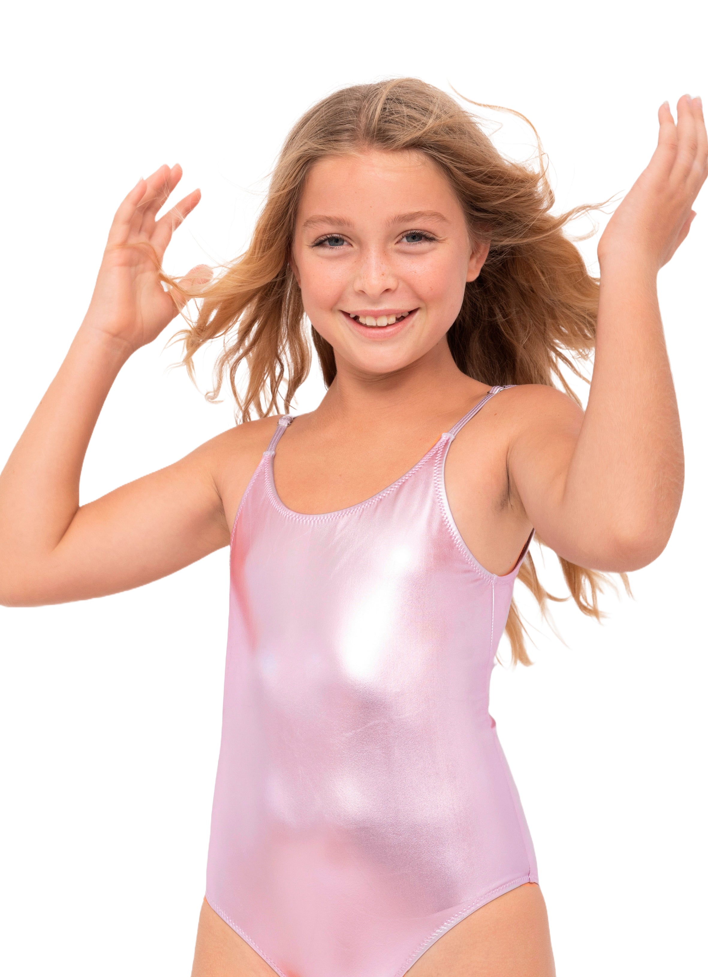 Metallic Pink Girls Swimsuit