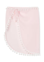 Pink Pareo Skirt Cover-Up with Pom Poms