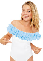 Polka Dot Petals White Swimsuit