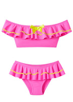 Neon Pink Bikini with Yellow Bow Trim