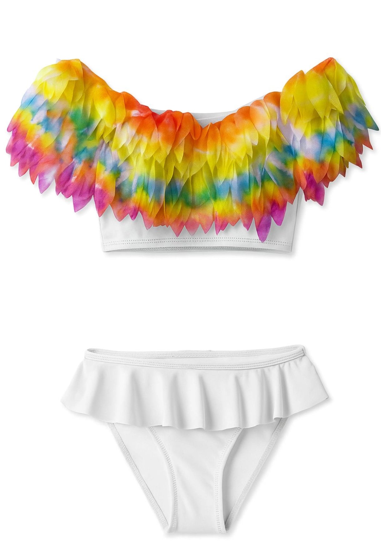 Girls White Petal Bikini Set