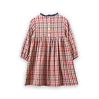 Toddler Long Sleeves Dress with Lace Trim | Red and Blue Check