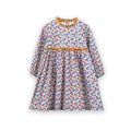 Toddler Long Sleeves Dress with Lace Trim | Mustard and Blue Floral