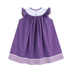 Purple and Gingham Mardi Gras Smocked Bishop Dress