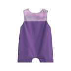 Purple and Gingham Mardi Gras Smocked Shortalls