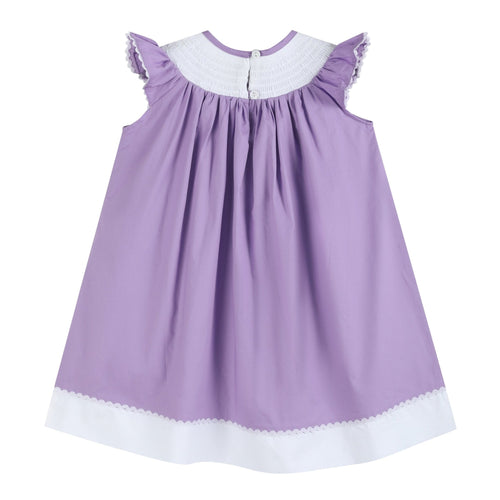 Purple Easter Bunny Smocked Bishop Dress