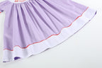 Purple Gingham Crayon Back to School Smocked Bishop Dress