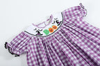Purple Gingham Smocked Bishop Dress