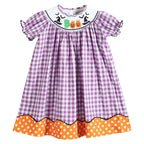 Purple Gingham Smocked Bishop Dress