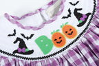 Purple Gingham Smocked Bishop Dress