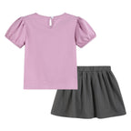 Purple Halloween Ruffle Top and Gray Skort Set