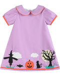 Purple Halloween Scene Girls Dress
