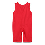 Red and Black Football Smocked Overalls