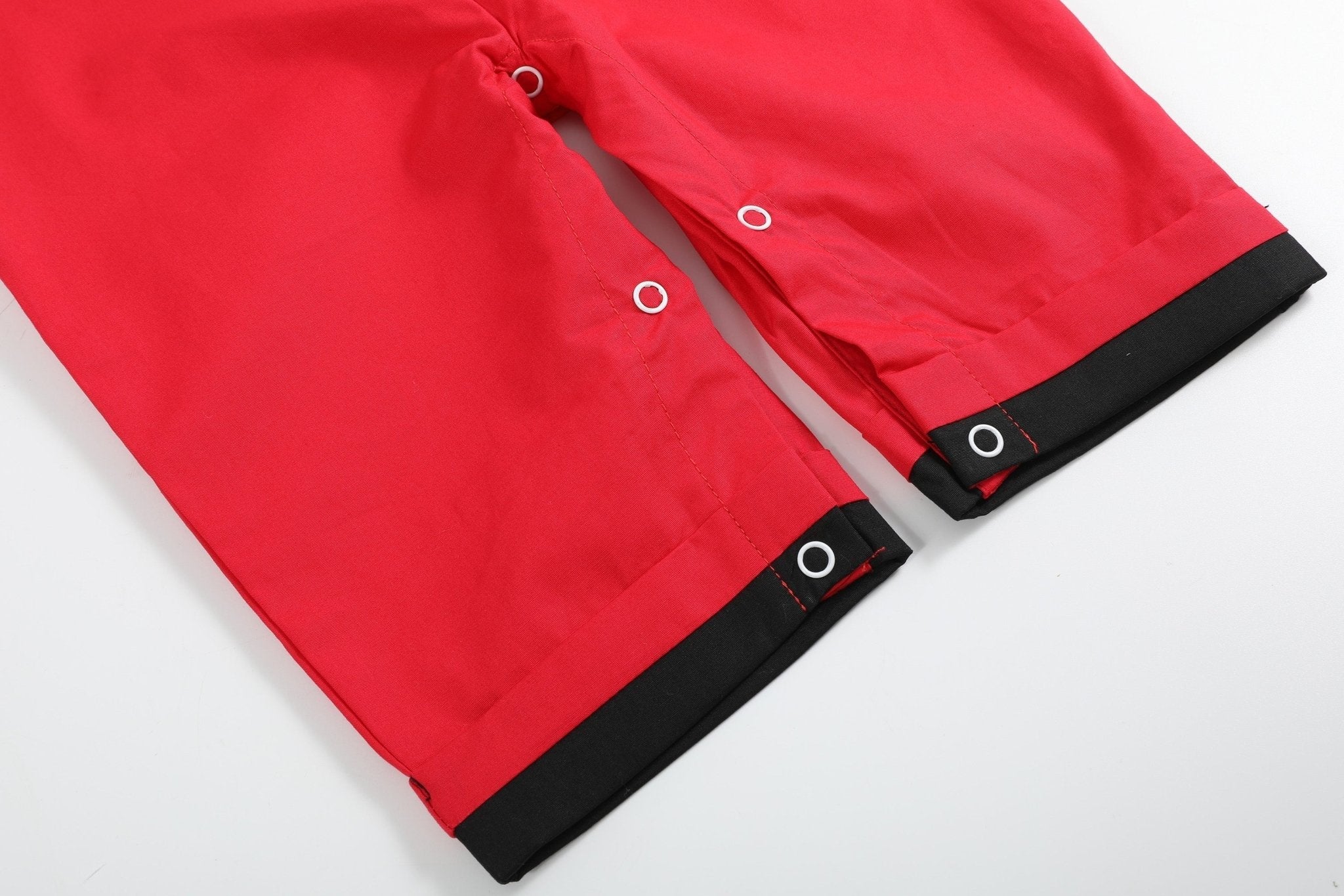 Red and Black Football Smocked Overalls