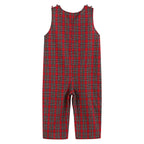 Red Christmas Plaid Santa Yoke Overalls