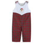 Red Christmas Plaid Santa Yoke Overalls