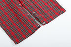 Red Christmas Plaid Santa Yoke Overalls