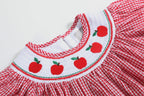 Red Gingham Apple Smocked Bishop Dress