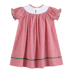 Red Gingham Apple Smocked Bishop Dress
