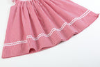 Red Gingham Baseball Smocked Bishop Dress