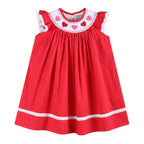 Valentine Red Heart and Lace Smocked Bishop Dress