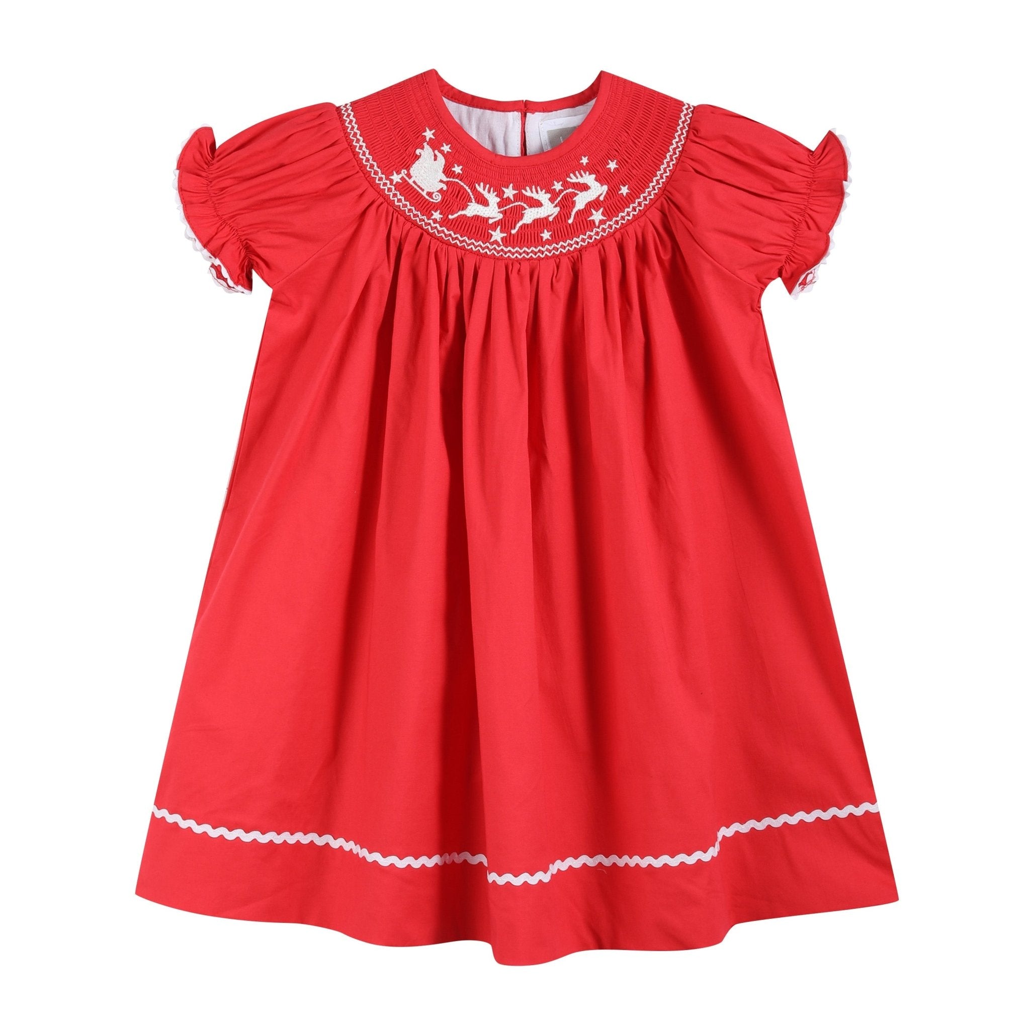 Red Santa Sleigh Bishop Dress