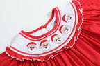 Red Santa Smocked Ruffle Bishop Dress