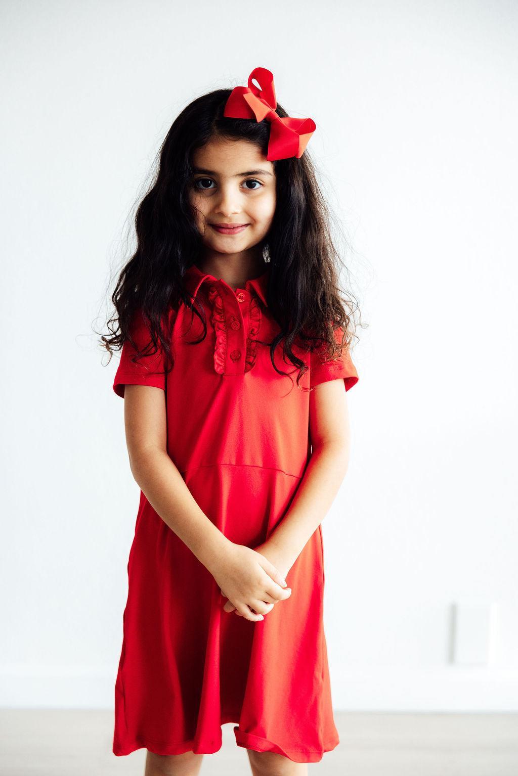 Red Short Sleeve Polo Dress - Blissfully Lavender BoutiqueMila & Rose ®