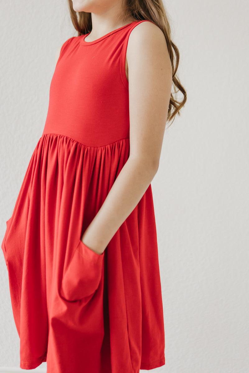 Red Tank Pocket Twirl Dress - Blissfully Lavender BoutiqueMila & Rose ®