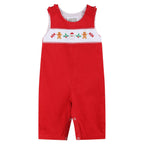 Red Velvet Christmas Smocked Overalls